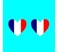 2 x France Flag Heart Temporary Tattoo French Day