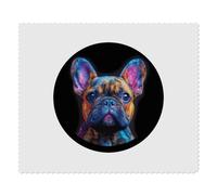 2 x 'French Bulldog in Circle Frame' Microfibre Lens/Glasses Cleaning Cloths (LC00028882)