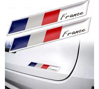 2 x French Flag Sticker Emblem Car Badge Metal Accessories
