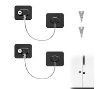 2 x Fridge Lock with Key, Strong Adhesive Fridge Lock, Child Window Security Without Drilling, Child Window Lock Protection for Fridges, Washing Machines, Wardrobes (Black)
