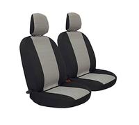 2 x Front Seat Covers Universal Set Black + Grey Fabric Perfect Fit