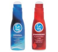 2 x Fun Time Intimate Lubricant Set - 75ml Water-Based Personal Lubes (Original & Strawberry) - Safe, Fun & Edible Gel for Couples - Fragrance-Free, Tingle Stimulating Formula - Bundled by PampasHub
