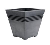 2 x Garden Tall Square Planter Flower Compost Pot Pewter Soil Plant 32cm