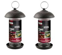 2 X Gardman Black Metal Steel Peanut Wild Bird Hanging Garden Feeder A01171