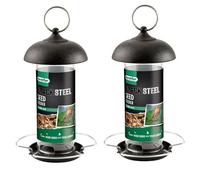 2 X Gardman Black Metal Steel Seed Wild Bird Hanging Garden Feeder A01172