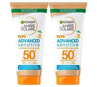 2 x Garnier Ambre Solaire Kids Advanced Sensitive SPF 50+ Resistance x3 Very High Protection for Children - 2 Bottles Each 50 ml