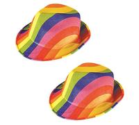 HENBRANDT 2 x Gay Pride Colourful Rainbow Fancy Dress Gangster Hat Carnival Summer Festival Cap