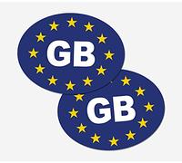 2 x GB Blue Stars Oval Self-Adhesive Car, Van, Lorry, Vinyl Sticker