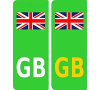 2 x GB Green Electric/EV/Hybrid Union Jack Flag Car Number Plate Vinyl Stickers United Kingdom by Ellis Graphix