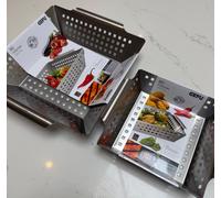 2 x GEFU stainless Steel BBQ grill trays basket - Large & Medium - NEW