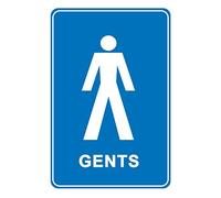 2 x Gents, gentlemen, men Toilet - Information Sign Removable Self Adhesive Waterproof Durable Vinyl Label Sticker 225mm x 160mm