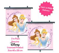 2 x Genuine Disney Princess Car Window Roller Blind Sunshade Visor Baby Girl E