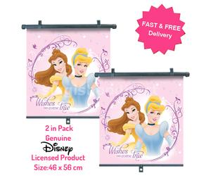 2 x Genuine Disney Princess Car Window Roller Blind Sunshade Visor Baby Girl E