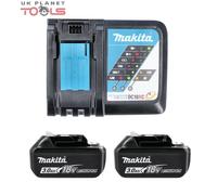 2 x Genuine Makita 18V 3.0Ah LXT Lithium Battery BL1830 + DC18RC Fast Charger