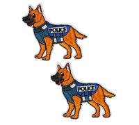 2 X German Shepherd Police Dog Patch - Embroidered K9 Unit Iron-On Badge (6 x 7cm) - Tactical Dog Vest Design for Jackets, Bags, and Law Enforcement Apparel
