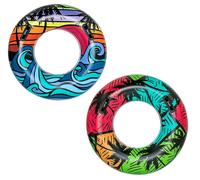2 x Giant 36" Inflatable Tyre Rubber Ring Tube Pool Toy With Safety Grab Handles