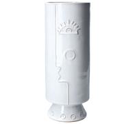 2 x Gisela Graham White Profile Stoneware Decorative Vase, (Large)