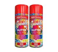 2 x Glitter Red Spray Paint 200ml / 1x Pair of Disposable Gloves Decorative Creative Art and Craft by Swiss Signature