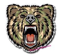 2 x Glossy Vinyl Stickers - Army Camo Angry Bear Cool Laptop Decal #0134 (As shown.)