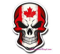 2 x Glossy Vinyl Stickers - Canadian Canada Flag Skull Funny Laptop Decal #0126 (As Shown.)