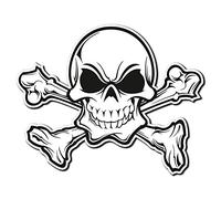 2 x Glossy Vinyl Stickers - Skull Jolly Roger Bones iPad Fun Laptop Decal #4011 (10cm Wide x 8cm Tall)