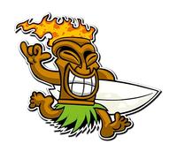 2 x Glossy Vinyl Stickers - Tiki Surf Hawaii Aloha Fun Bike Laptop Decal #4026 (10cm Wide x 9cm Tall)