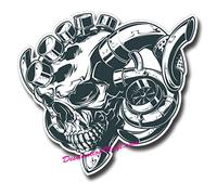 2 x Glossy Vinyl Stickers - Turbo Skull Car Engine JDM Cool Laptop Decal #0137 (As shown.)