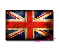 2 x Glossy Vinyl Stickers - Union Jack Flag Distressed England #0006 (As Shown.)