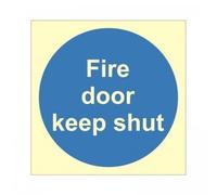 2 x Glow In The Dark Fire Door Keep Shut Signs 100mm x 100mm - Rigid Plastic