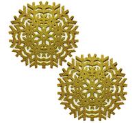 Gr8 Home Set Of 2 Gold Glitter Snowflake Placemats Christmas Party Xmas Wedding Table Mats Set