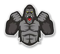 2 x Gorilla Vinyl Sticker Decal Bike Laptop Car Bike Helmet Ape Monkey Fun #4742 (10cm Wide x 8.5cm Tall)