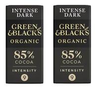 2 x Green & Black's Organic 85% Dark Chocolate Bar 90g - Richer and Creamier Taste
