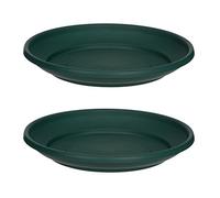 2 x Green Plastic Saucer 20cm