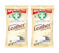 2 x Green Shield Conditioning Leather Surface 70 Wipes Pack, 4-in-1 Large Wipe Cleans Nourishes Protects Restores Leather Sofas Chairs Car Seats Bags Shoes Fresh Scent Gentle Household Care Wipes