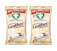 2 x Green Shield Leather Cleaning Wipes 70 Pack - 4 in 1 Leather Surface Cleaner for Car Seats, Sofa & Furniture, Cleans, Nourishes & Protects Leather, Disposable Wipes for Home & Car Leather Care