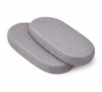 2 x Grey Moses Basket Fitted Sheets Set - 100% Jersey Cotton Bassinet Size Newborn Hypoallergenic Breathable Easy Care Soft Fitted Sheet For Baby Bassinet.