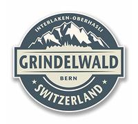 2 x Grindelwald Switzerland Vinyl Sticker Travel Mountain Ski Snowboard #9861 (10cm Wide x 9cm High)