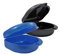 2 x Gum Shield Case - Mouthguard Box for Ortho Retainers, Sports Dental Appliances, Dentures & More (Blue & Dark Grey)