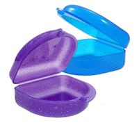 2 x Gum Shield Case - Mouthguard Box for Ortho Retainers, Sports Dental Appliances, Dentures & More (Glitter Blue & Glitter Purple)