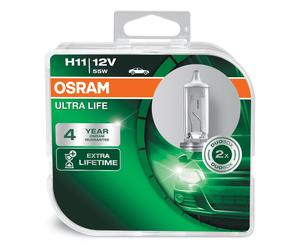 2 x H11 Osram 12V 64211ULT-HCB PGJ19-2 ULTRA LIFE® HEADLIGHT BULBS DuoBox
