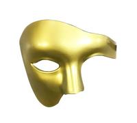 2 x Half Face Halloween Matt Gold Mask Phantom Of the Opera Costume Adult Outfit Venetian Carnival Masquerade Party Fancy Dress Cosplay For Men Women