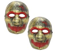 2 x Halloween Mask Big Nosed Smile Gold Costume Adult Outfit Scary Spooky Horror Party Face Fancy Dress Cosplay For Men Women (HM9)
