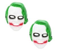 2 x Halloween Mask The Joke Clown White Costume Adult Outfit Scary Spooky Horror Party Face Fancy Dress Cosplay For Men Women (HM8)