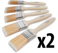 2 x Hamilton 5 Piece Paint Brush Set Fine Tip Flat Emulsion Gloss Varnish Stain