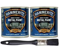 2 x Hammerite Smooth Wild Thyme 250ml Metal Paint & 1" Brush