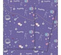 2 x Happy BirthTay Wrapping Paper - 2 Sheets of Pop Music Vinyl Guitar Giftwrap 70x50cm - Recyclable & Eco Friendly - Purple Girls Birthday Wrapping Paper - Sunglasses, Glitterball, Stars, Mirrorball