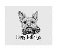 2 x 'Happy Holidays Yorkshire Terrier' Microfibre Lens/Glasses Cleaning Cloths (LC00031109)