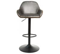 2 x Hawai Grey Vintage Leather Gas Lift Barstool