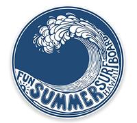 2 x Hawaii Wave Surf Board Sticker Car Bike Laptop Decal Surfer Summer Fun #9217 (10cm Wide x 10cm High)
