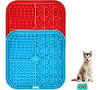 2 x Healthy Eating Pet Food Treats Lick Mat - Clever Design, Slow Feeder Dish-Tray-Bowl, Boredom, Anxiety & Stress Relief, Train, Entertain, Pet Friendly Colours & Material, Non slip, Suction Cup Base